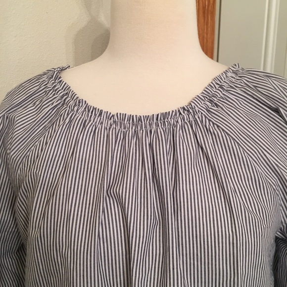 Blue/White Striped summer top with embroidered (S) - Picture 6 of 8